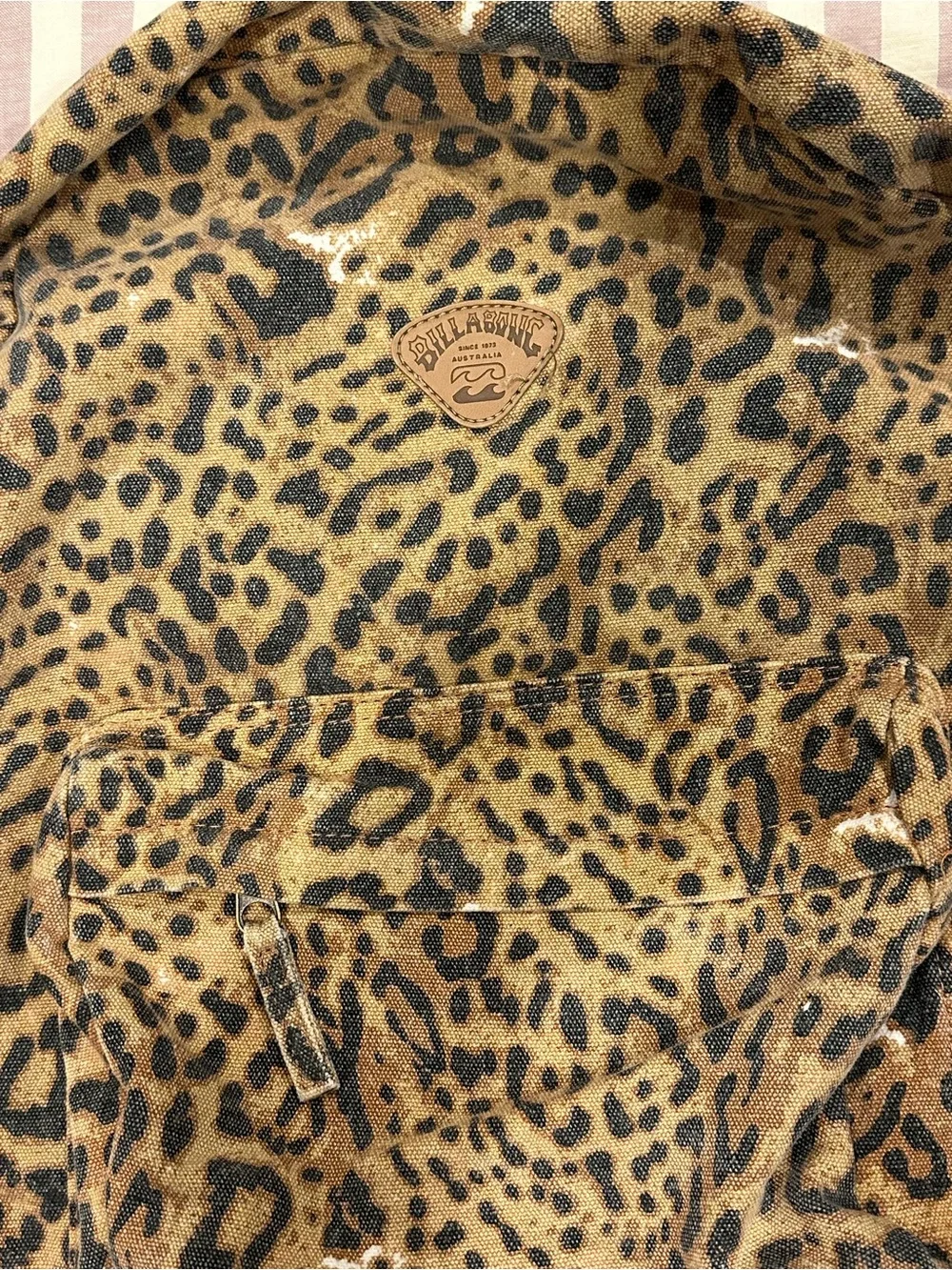 Billabong Leopard Print Backpack in Brown and Black